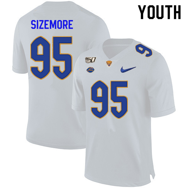 2019 Youth #95 Greg Sizemore Pitt Panthers College Football Jerseys Sale-White